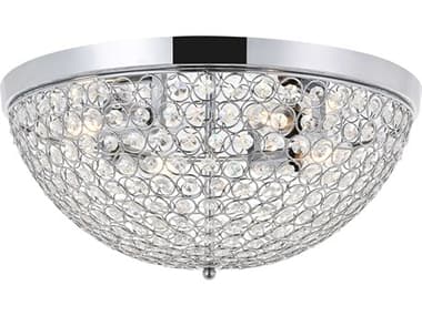 Elegant Lighting Taye 18" 4-Light Chrome Crystal Bowl Flush Mount EGLD5012F18