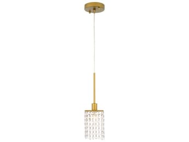 Elegant Lighting Taylor 4" 1-Light Brass Crystal Mini Pendant EGLD7500