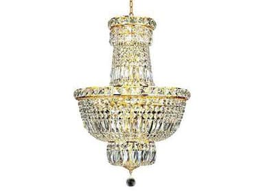 Elegant Lighting Tranquil 18" Wide 12-Light Gold Clear Crystal Empire Tiered Chandelier EG2528D18G