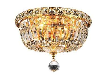 Elegant Lighting Tranquil 10" Gold Clear Crystal Bowl Flush Mount EG2528F10G