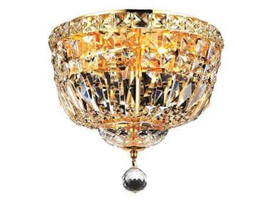 Elegant Lighting Tranquil 12" Gold Clear Crystal Bowl Flush Mount EG2528F12G