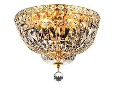 Elegant Lighting Tranquil 14" Gold Clear Crystal Bowl Flush Mount EG2528F14G