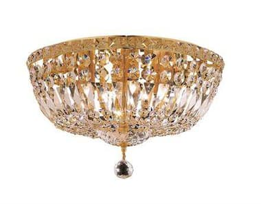 Elegant Lighting Tranquil 16" Gold Clear Crystal Bowl Flush Mount EG2528F16G