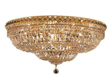 Elegant Lighting Tranquil 30" Gold Clear Crystal Bowl Tiered Flush Mount EG2528F30G