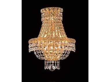Elegant Lighting Tranquil 17" Tall Gold Clear Crystal Wall Sconce EG2528W12G