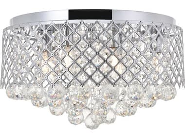 Elegant Lighting Tully 18" 6-Light Chrome Crystal Drum Flush Mount EGLD5010F18