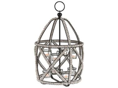 Elk Home Whitewashed Wood / Oil Rubbed Bronze Clear Candle Holder EK35110776