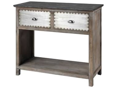 Elk Home Rectangular Wood Antique German Silver Light Washed Salvaged Grey Oak Black Console Table EK3116037