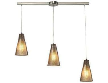 Elk Home Ribbed Glass 3-Light Satin Nickel Island Pendant EK103333L