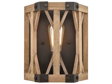 Elk Home Structure 10" Tall 1-Light Oil Rubbed Bronze Natural Wood Wall Sconce EK333201