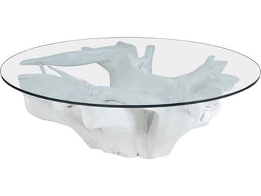 Elk Home Teak Furniture 47" Round Glass White Coffee Table EK7011005