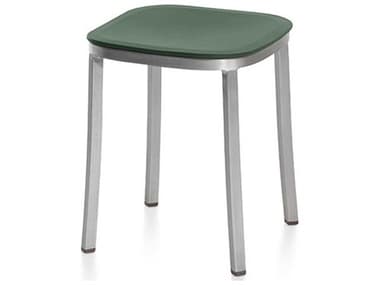 Emeco 1 Inch By Jasper Morrison Green / Brushed Aluminum Accent Stool EME1INCH18GREEN