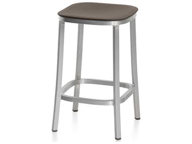 Emeco 1 Inch By Jasper Morrison Brown / Brushed Aluminum Side Counter Height Stool EME1INCH24BROWN