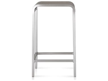 Emeco Norman Foster Microfiber Upholstered Brushed Aluminum Counter Stool EME200624