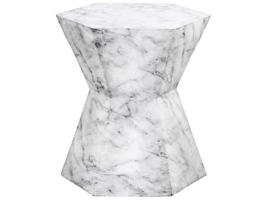 Essentials for Living District Bento 17 Hexagon Ivory Marble End Table ESL4610IVOMAR