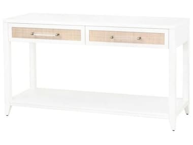 Essentials for Living Traditions Holland 54" Rectangular Wood Matte White Natural Brushed Brass Console Table ESL6145WHTNAT