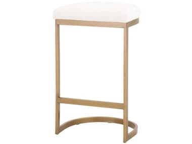 Essentials for Living Traditions Cresta Fabric Upholstered Peyton Pearl Brushed Gold Counter Stool ESL6012CSBGLDLPPRL