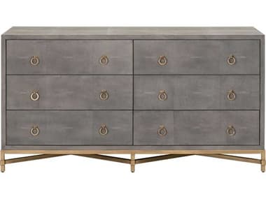Essentials for Living Traditions Gray Shagreen, Brushed Gold Six-Drawer Double Dresser ESL6122GRYSHGGLD