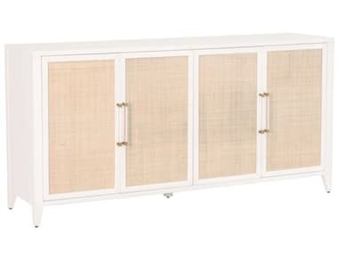 Essentials for Living Traditions Holland 71" Rubberwood Matte White Natural Brushed Brass Media Console ESL6142WHTNAT