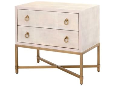 Essentials for Living Traditions Strand White Shagreen / Brushed Gold Two-Drawer Nightstand ESL6121WHTSHGGLD