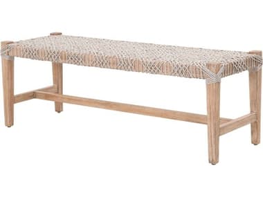 Essentials for Living Woven 52" Taupe & White Natural Gray Accent Bench ESL6848WTANG