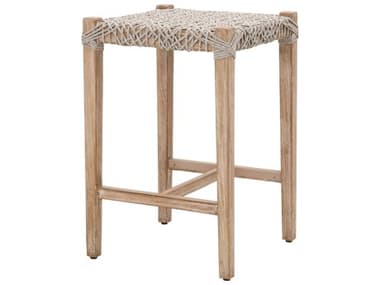 Essentials for Living Woven Costa Mahogany Wood Taupe &amp; White Natural Gray Counter Stool ESL6849CSWTANG