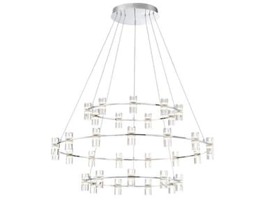 Eurofase Netto 40" Wide 33-Light Chrome LED Cylinder Tiered Chandelier EUL33726014