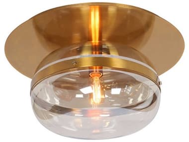 Eurofase Nottingham 13" 1-Light Ancient Brass Glass Globe Flush Mount EUL37087012