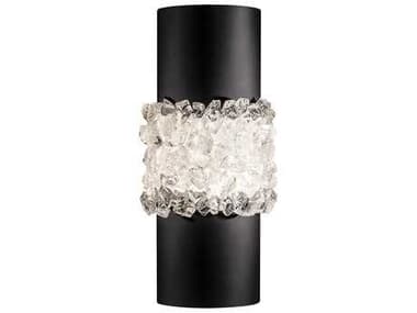 Fine Art Handcrafted Lighting Arctic Halo 14" Tall Matte Black Crystal Glass Wall Sconce FA8766502ST