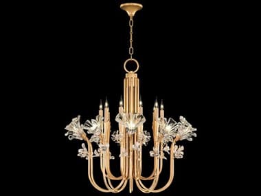 Fine Art Handcrafted Lighting Azu 35" Wide 20-Light Gold Crystal Candelabra Chandelier FA9151402ST