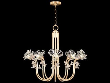 Fine Art Handcrafted Lighting Azu 35" Wide 10-Light Gold Crystal Bell Candelabra Chandelier FA9175402ST