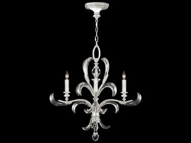 Fine Art Handcrafted Lighting Beveled Arcs 28" Wide 4-Light Silver Leaf Crystal Candelabra Chandelier FA701540SF4