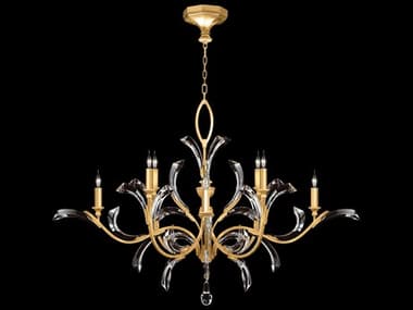 Fine Art Handcrafted Lighting Beveled Arcs 57" Wide 8-Light Gold Leaf Crystal Candelabra Chandelier FA701240SF3