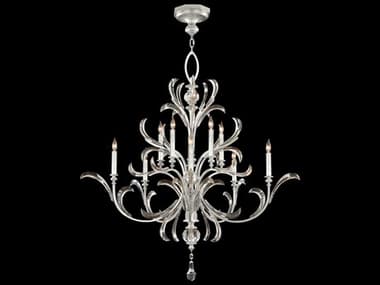 Fine Art Handcrafted Lighting Beveled Arcs 56" Wide 10-Light Silver Leaf Crystal Candelabra Chandelier FA701340SF4