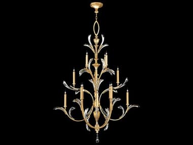 Fine Art Handcrafted Lighting Beveled Arcs 56" Wide 16-Light6-Light Gold Leaf Crystal Candelabra Chandelier FA702040SF3