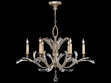 Fine Art Handcrafted Lighting Beveled Arcs 42" Wide 6-Light Silver Crystal Candelabra Chandelier FA702440ST