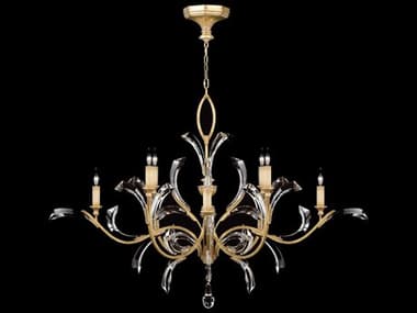 Fine Art Handcrafted Lighting Beveled Arcs 57" Wide 8-Light Gold Crystal Candelabra Tiered Chandelier FA761640ST