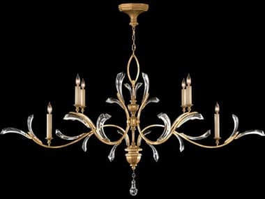 Fine Art Handcrafted Lighting Beveled Arcs 74" Wide 6-Light Gold Crystal Candelabra Tiered Chandelier FA761840ST