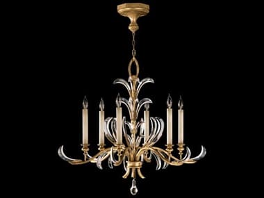 Fine Art Handcrafted Lighting Beveled Arcs 37" Wide 6-Light Gold Crystal Candelabra Chandelier FA762640ST