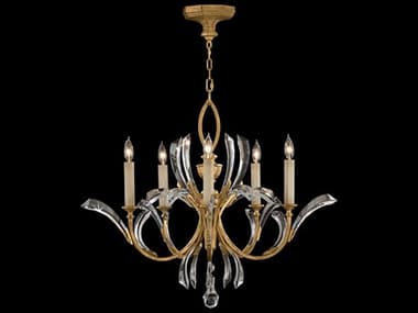Fine Art Handcrafted Lighting Beveled Arcs 36" Wide 5-Light Gold Crystal Candelabra Chandelier FA763040ST