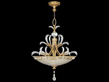 Fine Art Handcrafted Lighting Beveled Arcs 32" 3-Light Gold Crystal Bowl Pendant FA761740ST