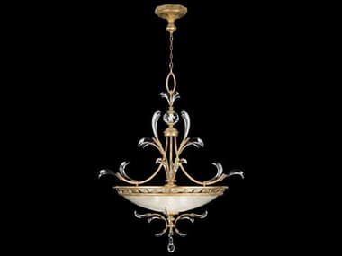 Fine Art Handcrafted Lighting Beveled Arcs 44" 3-Light Gold Crystal Bowl Pendant FA762740ST