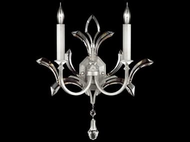 Fine Art Handcrafted Lighting Beveled Arcs 22" Tall 2-Light Silver Leaf Crystal Wall Sconce FA701850SF4