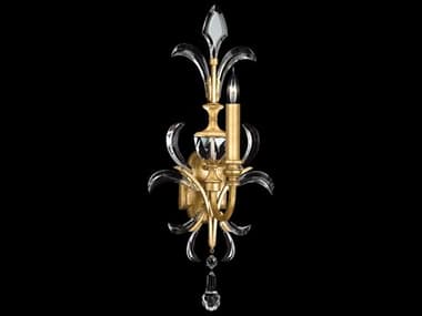 Fine Art Handcrafted Lighting Beveled Arcs 29" Tall 1-Light Gold Leaf Crystal Wall Sconce FA704950SF3