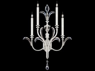Fine Art Handcrafted Lighting Beveled Arcs 36" Tall 4-Light Silver Leaf Crystal Wall Sconce FA738650SF4