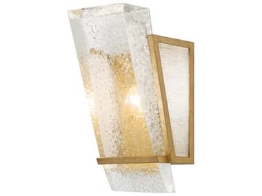 Fine Art Handcrafted Lighting Crownstone 13" Tall 1-Light Gold Leaf Glass Wall Sconce FA89075021ST
