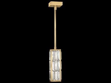 Fine Art Handcrafted Lighting Crystal Enchantment 5" 1-Light Gold Glass Cylinder Pendant FA8115402ST