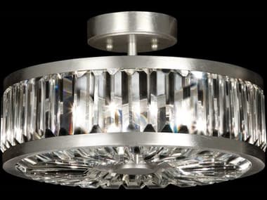 Fine Art Handcrafted Lighting Crystal Enchantment 16" Silver Drum Semi Flush Mount FA815740ST