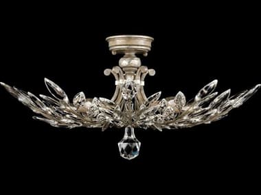 Fine Art Handcrafted Lighting Crystal Laurel 29" Silver Bowl Semi Flush Mount FA753440ST
