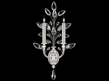 Fine Art Handcrafted Lighting Crystal Laurel 28" Tall 2-Light Silver Leaf Wall Sconce FA759750SF4